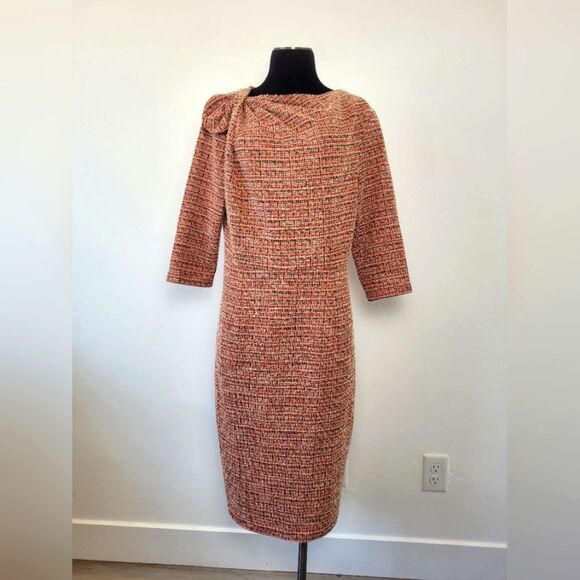 Tweed Sheath Dress Pink Orange Career Office Professional Business Church XXL - Picture 1 of 13